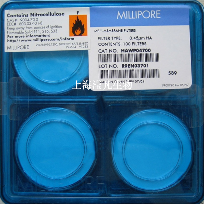 HAWPO2500/HAWP04700美国Merck Millipore密理博0.45UM表面滤膜混合纤维素酯亲水